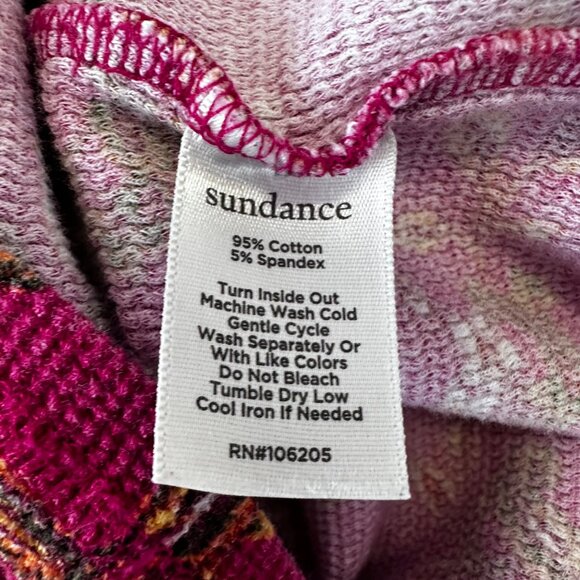 Sundance Loretta Thermal Long Sleeve Button Cuff Floral Shirt Size M Magenta - Picture 6 of 9